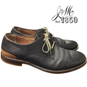J&M 1850 Johnston & Murphy Black Leather Oxford Dress Shoes 12